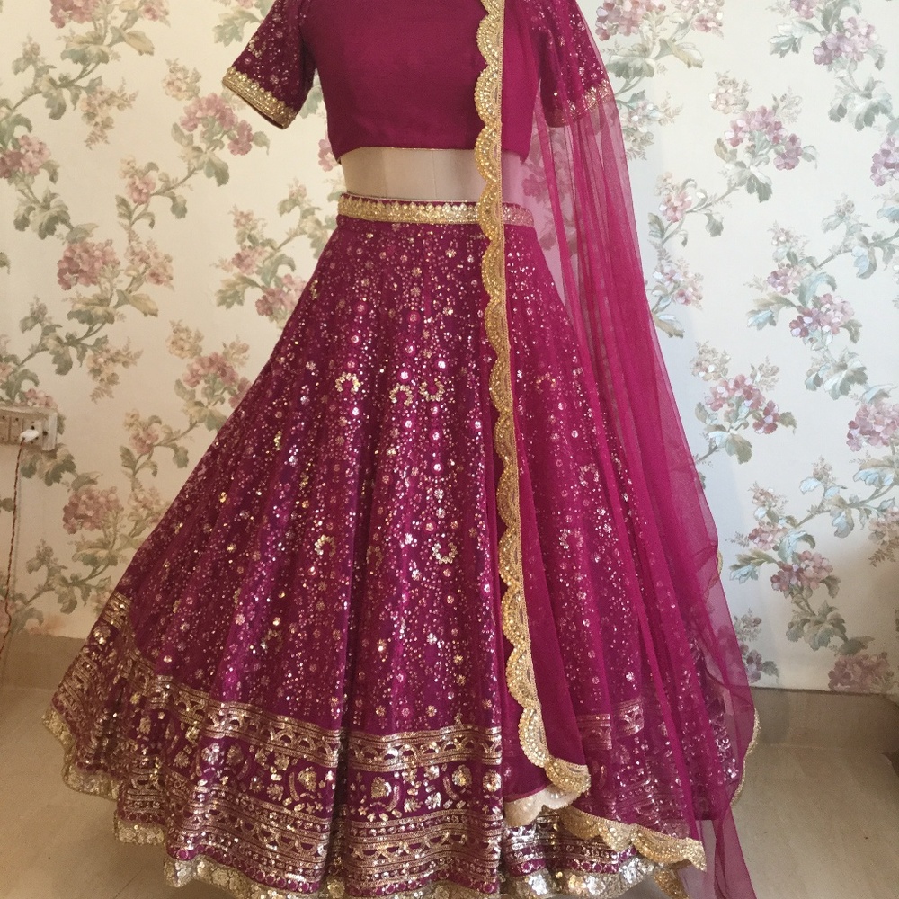 Indian Fuschia/ Plum Pink Lengha in Small
